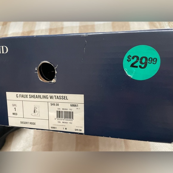 Lands' End G Faux Sherling with Tassels Pink Kids Boots with Cream Accents Girl - Picture 9 of 9